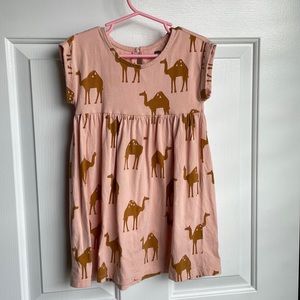 Tea collection empire dress pink with camels size 3